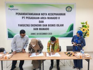 penandatanganan nota kesepahaman/Memorandum of Understanding (MoU) dengan pihak PT Pegadaian area Manado II